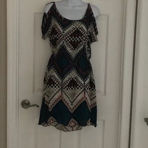 Silk cold shoulder dress